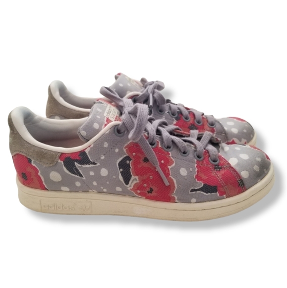 adidas Shoes - Adidas Stan Smith Floral Dots Sneakers 7 Womens Gray dark pink / red